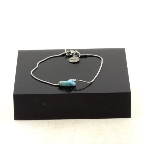 Bracelet En Acier Inoxydable 1 Perle Larimar De République Dominicaine Fabriqué En France.