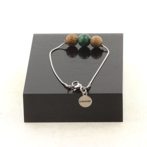 Bracelet En Acier Inoxydable 1 Perle Mica Vert De Tanzanie Qualité 5a Fabriqué En France.