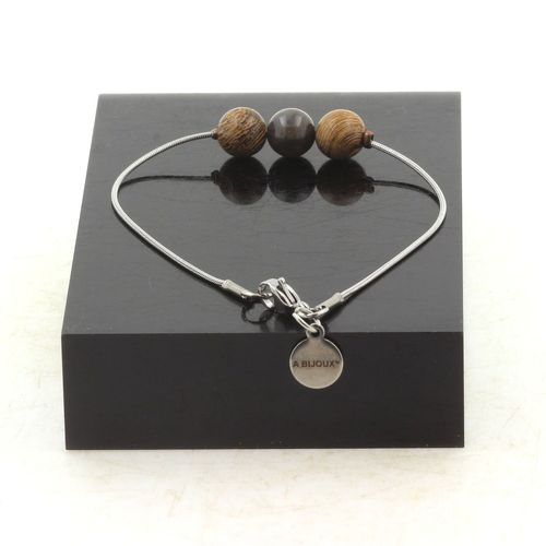 Bracelet En Acier Inoxydable 1 Perle Saphir De Mogok, Birmanie, Fabriqué En France.