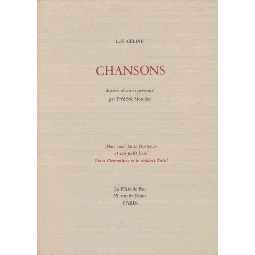 Chansons . Louis-Ferdinand Céline