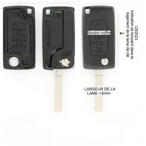 Coque + Clé Vague À Rabat 3 Boutons - Citroen C4 Picasso À Part. 01/2006