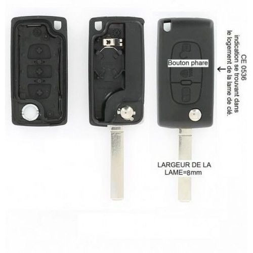 Coque + Clé Vague À Rabat 3 Boutons - Citroen C4 Picasso À Part. 01/2006