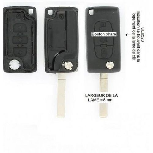 Coque + Clé Vague À Rabat 3 Boutons - Citroen C4 Picasso À Part. 01/2006