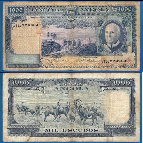 Angola 1000 Escudos 1970 Tomas Afrique Escudo Billet Animal Colonie Portugal