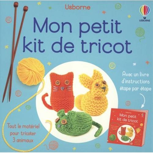 Mon Petit Kit De Tricot - Coffret Avec Des Aiguilles À Tricoter, 3 Pelotes De Laine, Du Rembourrage, 2 Aiguilles À Coudre, 6 Boutons En Bois, Du Fil