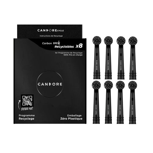Lot 8 Brew Brossettes de Rechange Cross Recyclable, Poils Action Croisée, Idéal Gencive, compatible avec Oral-B