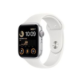 Apple Watch Se (Gps) - 2e Génération - 44 Mm - Aluminium Argenté - Montre Connectée Avec Bracelet Sport - Fluoroélastomère - Blanc - Taille Du Bracelet : Normal - 32 Go - Wi-Fi, Bluetooth - 32.9...