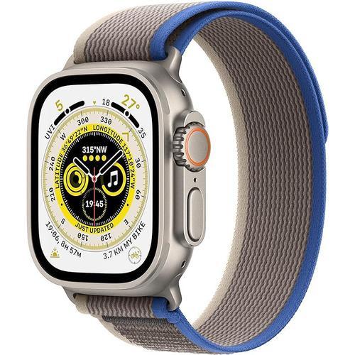 Apple Watch Ultra - Boîtier 49 Mm Titane Avec Bracelet Nylon Bleu/Gris De Taille M/L