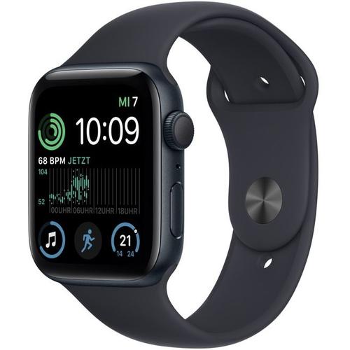 Apple Watch Se (Gps) - 2e Génération - 44 Mm - Aluminium Minuit - Montre Connectée Avec Bracelet Sport - Fluoroélastomère - Minuit - Taille Du Bracelet : Normal - 32 Go - Wi-Fi, Bluetooth - 32.9...