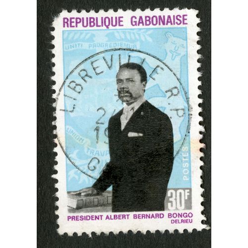 Timbre Oblitéré République Gabonaise, Président Albert Bernard Bongo, 30 F, Postes