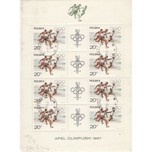 1 Bloc De 8 Timbres Identiques De Pologne - Jeux Olympiques 1967