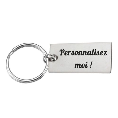 Porte-Clés Personnalisable Plaque Rectangulaire Gravure Au Laser Personnalisée Acier Inoxydable 2 Lignes Message Cadeau Texte Fête Anniversaire...