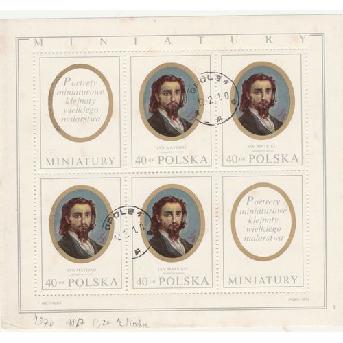 1 Bloc De 4 Timbres Identiques De Pologne - Jan Matejko Emis En 1970