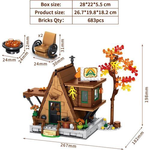 Kit de Construction de Cabane d'Arbre Jeu de Blocs Modèle de Maison dans  l'Arbre Créatif Nature Jouets éducatifs 683PCS pour Adultes Filles Garçons  6 ans+