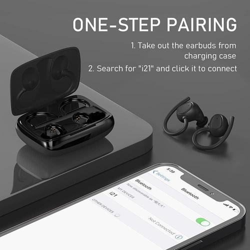 Ecouteurs Bluetooth sans Fil Sport, Ecouteurs sans Fil avec HD Mic,  Oreillette Bluetooth 5.3 Hi-FI Stéréo, 48H D'écoute, IP7 Etanche Ecouteurs  Bluetooth Dual Affichage LED, pour iOS Android Sport/Voyage - Ecouteurs 