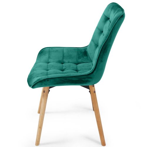 Miadomodo® Chaise De Salle À Manger En Velours - Lot De 4, Pieds En Hêtre, Style Rétro, Rembourrées, Vert - Chaise Scandinave Pour Salon