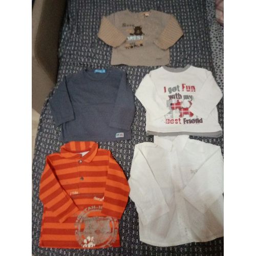 4 T Shirt Ml Et 1 Chemise Garçon 12 Mois Très Bon État
