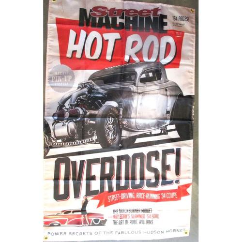 Drapeau Street Machine Hot Rod Overdose 150x90cm En Nylon