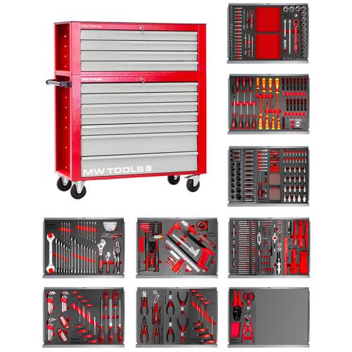 Servante d'atelier complète large avec coffre XL 514 outils MW Tools MWE512G33