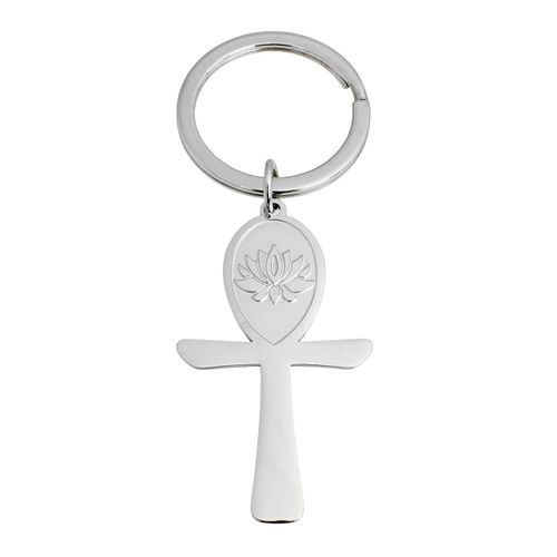 Porte-Clés Croix Ansée Ânkh Fleur De Lotus Acier Inoxydable