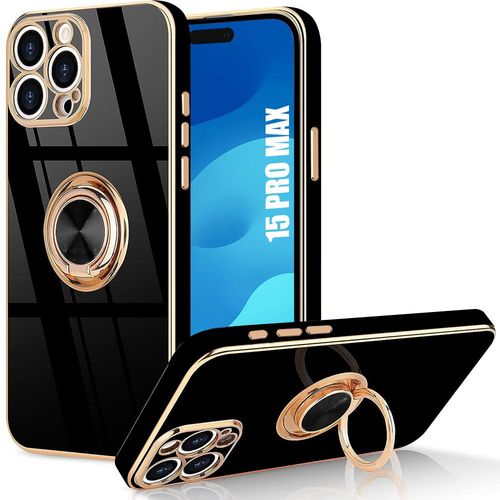 Coque Anneau Pour Iphone 15 Pro Max, Antichoc Elégant Anti-Rayures Ultra Slim Noir - E.F.Connection