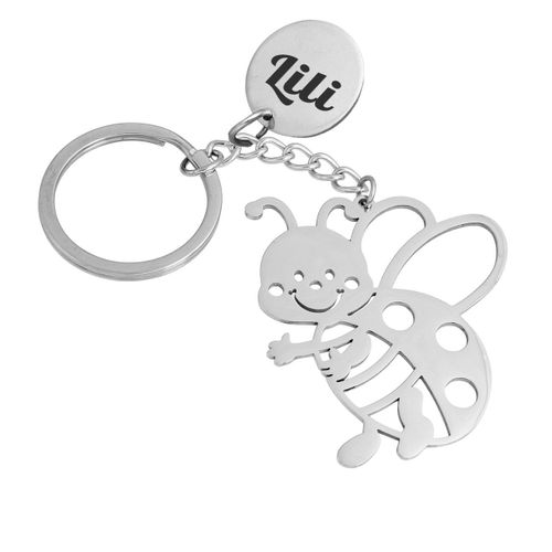 Porte-Clés Abeille Acier Inoxydable Gravure Personnalisée Sur Médaille