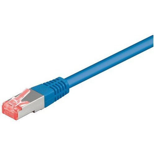 goobay - Cordon de raccordement - RJ-45 (M) pour RJ-45 (M) - 1 m - SFTP, PiMF - CAT 6 - sans halogène, moulé, rond, sans crochet - bleu