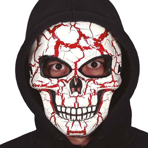 Masque Plastique Tête De Mort Craquelé Sang Adulte