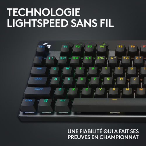 Logitech G PRO X TKL - Clavier - backlit - sans fil - 2.4 GHz, Bluetooth - AZERTY - Français - commutateur : Tactile - noir