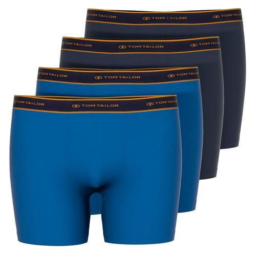 Tom Tailor Boxers Pour Hommes, Pack De 4 - Long Pants, Coton,Logo,Uni Bleu Xl (X-Large)