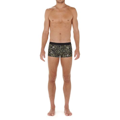 Hom Trunks Pour Homme - Ted, Boxer, Coton Modal Stretch, À Motifs Vert/Noir L (Large)