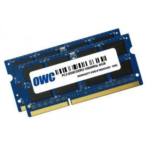 OWC 16.0GB (2x 8GB) PC3-8500 DDR3 Kit pour Mac mini 2010, MacBook 2010, & MacBook Pro 13" 2010 (2 x 8GB, 1066 MHz, RAM DDR3, SO-DIMM), Mémoire vive, Bleu