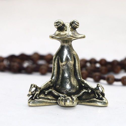 Statue de grenouille bouddhiste Zen rétro en laiton, petit ornement, Sculpture animale en cuivre, brûleur d'encens, décoration de bureau à domicile, thé, Animal de compagnie