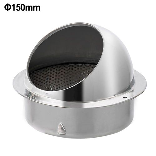 Grille d'aération en acier inoxydable 100, tête de brosse ronde, ventilateur d'accès externe, couvercle mural, capuchon de pluie, sortie d'air, 200-304mm, 1 pièce