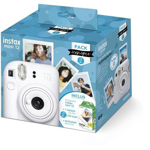 FUJIFILM Appareil Photo Instantané Instax Mini 12 Blanc pack iconique