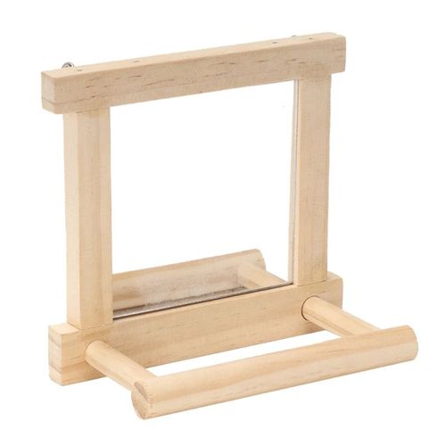Perchoir À Oiseaux Avec Miroir, Support En Bois Naturel Pour Perroquets, Fournitures De Conure, Plate-Forme Pour Perruches, Petits Et Moyens Perroquets, M76d