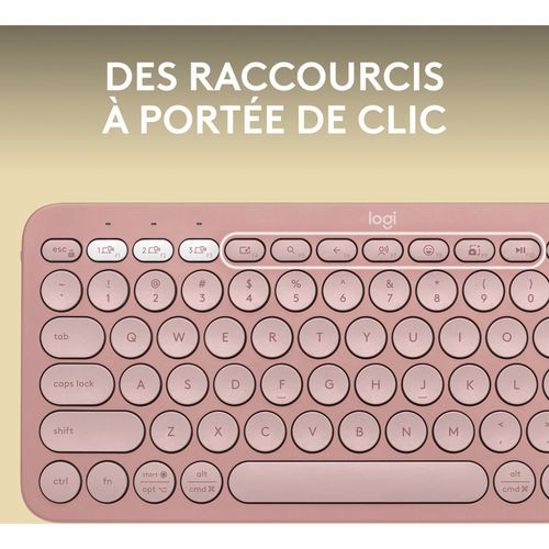 Logitech Pebble Keys 2 K380s - Clavier - sans fil - Bluetooth LE - AZERTY - Français - rose ton sur ton