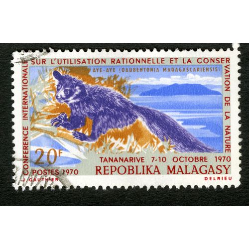Timbre Oblitéré Repoblika Malagasy, Conférence Internationale Sur L'utilisation Rationnelle Et La Conservation De La Nature, Tananarive - 7-10 Octobre 1970, Postes , 20 F