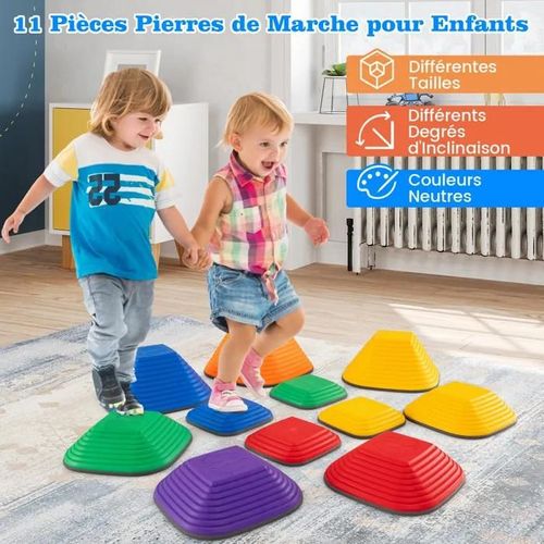 Costway 11 Pierres D'equilibre Empilables Pour Enfants, Parcours Motricité Antidérapants Jeux Intérieur Et Extérieur Pour 3ans+