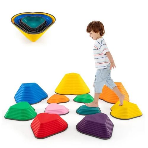 Costway 11 Pierres D'equilibre Empilables Pour Enfants, Parcours Motricité Antidérapants Jeux Intérieur Et Extérieur Pour 3ans+