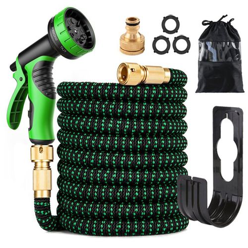 Tuyau D'Arrosage Extensible 15m, Rétractable tuyau d'arrosage universel avec 10 Fonctions Pistolet, Configurer l'adaptateur 3/4" pour Jardin, Nettoyage d'animaux, Divertissement Extérieur
