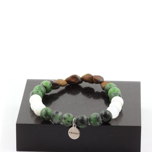 Bracelet Opale Boulder D'australie + Perles Epidote D'australie + Fabriqué En France.