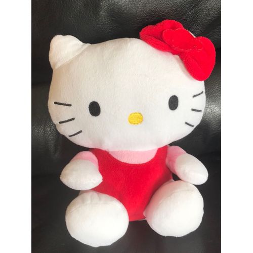Peluche Chat Hello Kitty Rouge Rose Sanrio 24cm