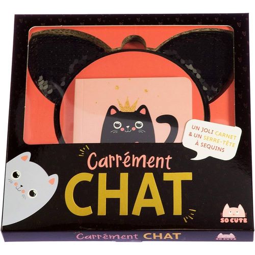 Carrément Chat - Coffret Avec Carnet De Notes Et Serre Tête Oreille De Chat Paillette Réversible