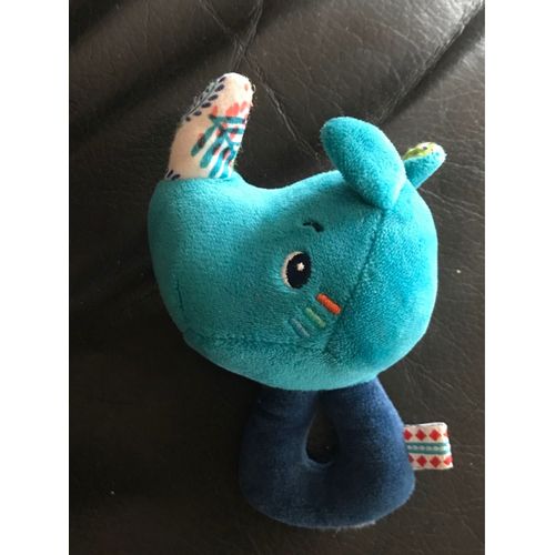 Doudou Peluche Hochet Marius Le Rhinocéros Bleu Lilliputiens 12cm