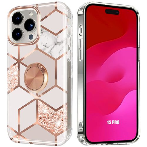 Coque Pour Iphone 15 Pro Avec Support Anneau Rotatif À 360 Degrés - Couleur Rose - E.F.Connection