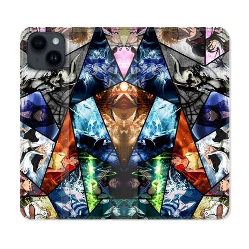 Housse Cuir Portefeuille Pour Iphone 15 Plus (6,7) Manga Bleach Pele Mele