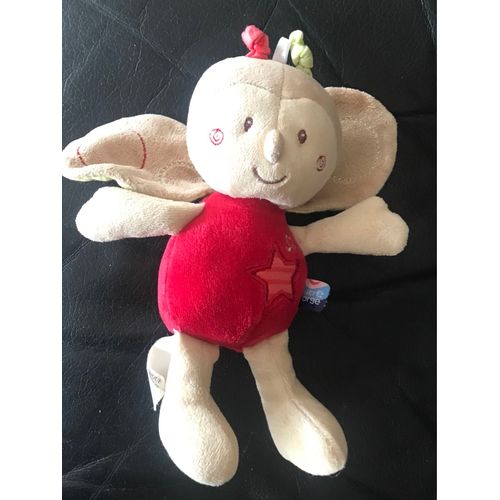Papillon Sucre D'orge Doudou Corps Rouge Étoile 19cm