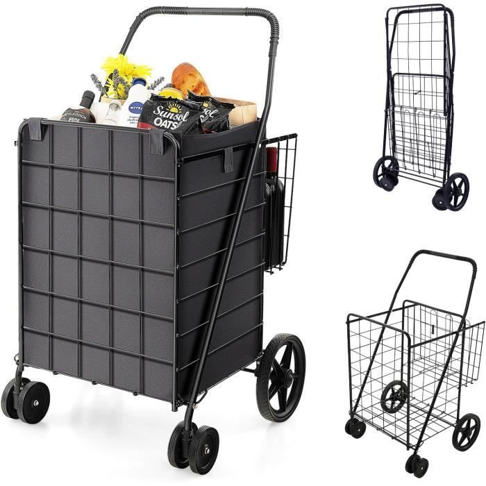 COSTWAY Chariots de Courses 2 Panier 100L 22L 1 Sac en Oxford