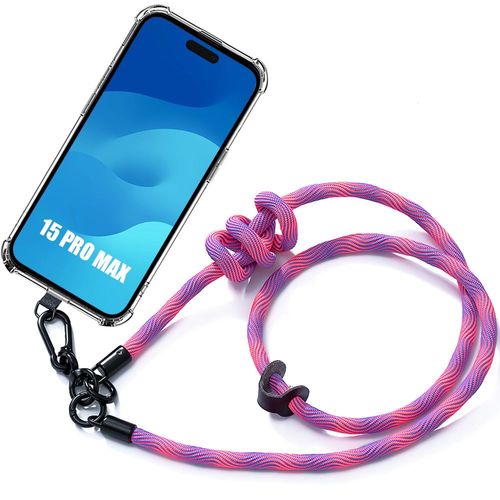 Coque Cordon Pour Iphone 15 Pro Max, Protection Antichoc Coins Renforcés Avec Cordon Robuste Rose - E.F.Connection